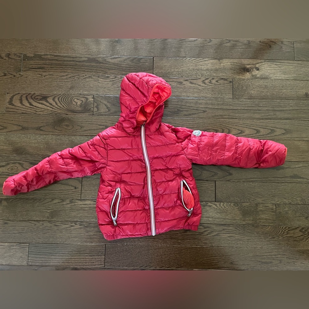 Moncler red puffy down kids coat